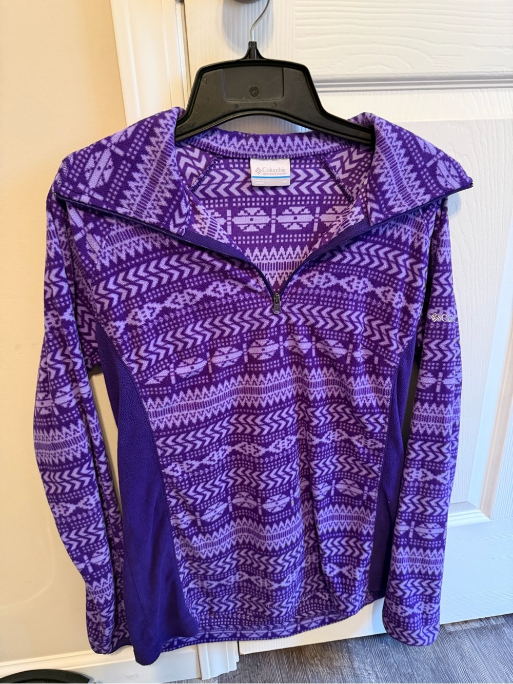 Columbia Women’s Purple Quarter-Zip Aztec Fleece Pullover - Never Worn